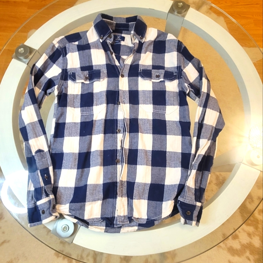 George- Blue and White Plaid LS Shirt